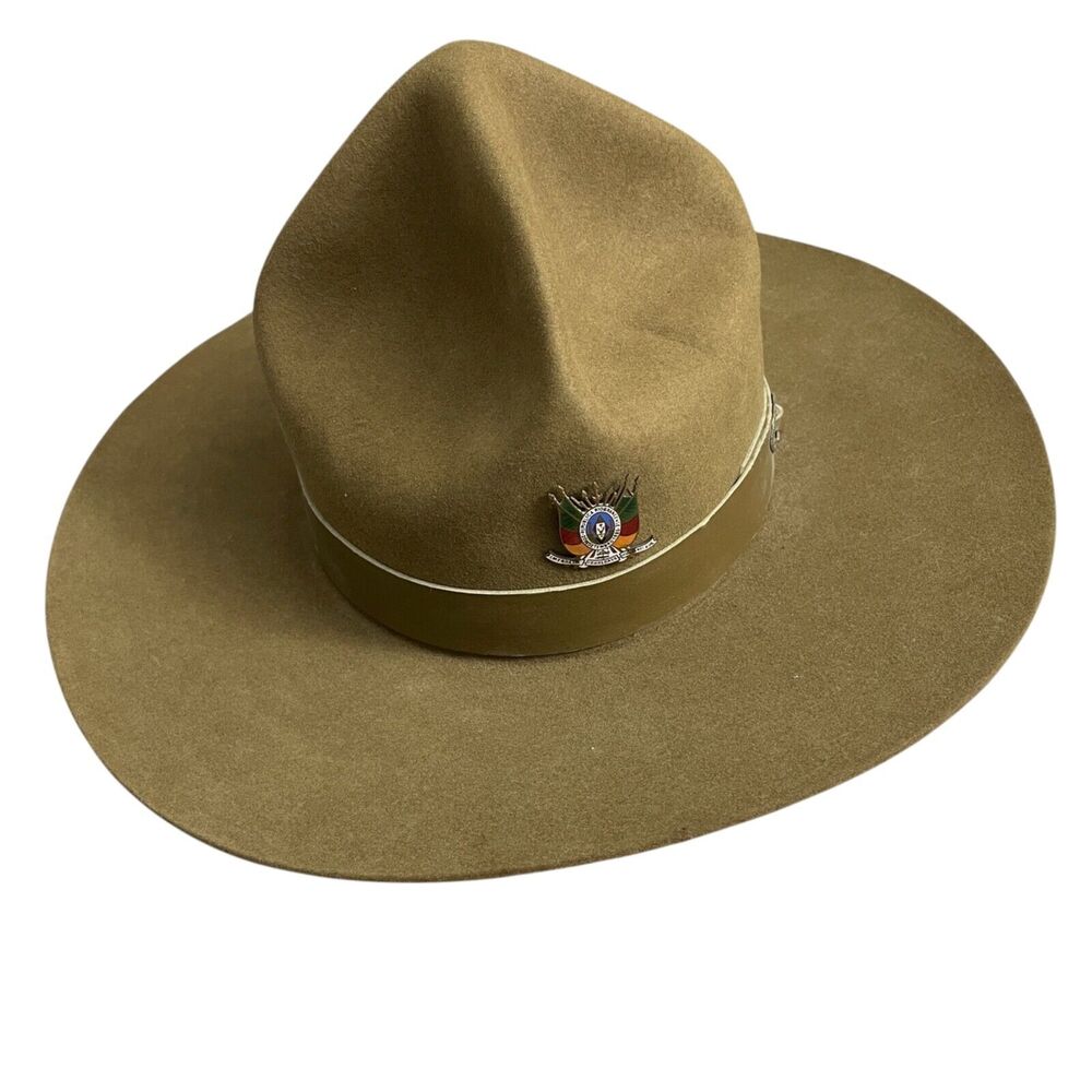 Vtg Ramenzoni Brazilian Rio Grande do Sul Hat Men Green Military Pin Pinched 57